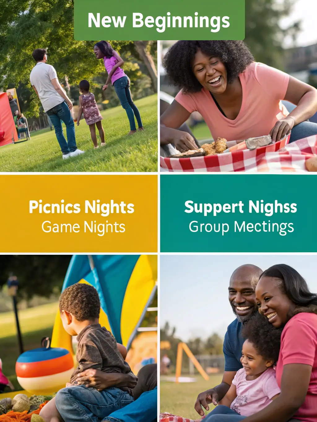 A collage of images showcasing various community outreach programs and activities organized by LES SANS CHAPITEAUX FIXES.